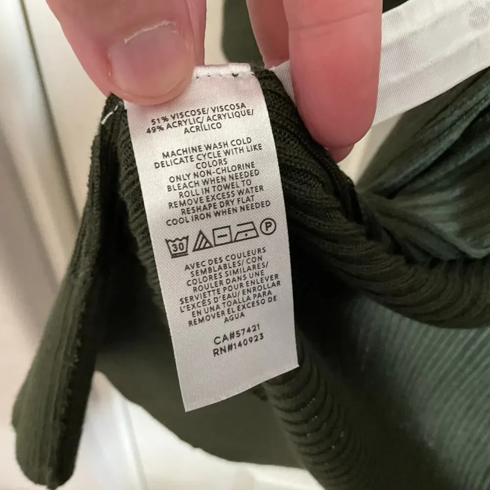 LOFT Dark Green Ribbed Longline Open Front‎ Cardigan - Size Medium - NEW